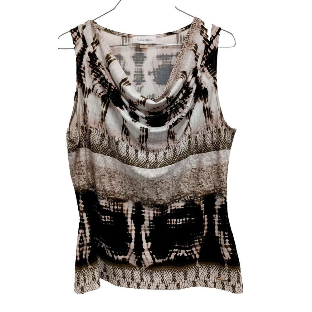 Calvin Klein Women's Black and White Patterned Top